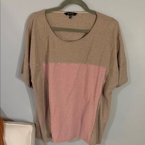 Casual Pink and Tan Short Sleeve Top